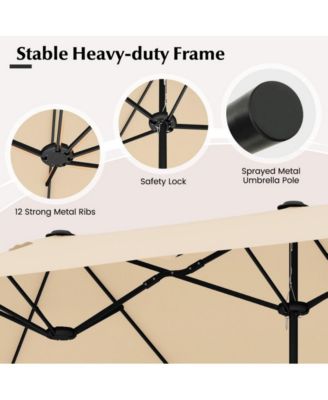 13 Feet Double-Sided Patio Twin Table Umbrella with Crank Handle