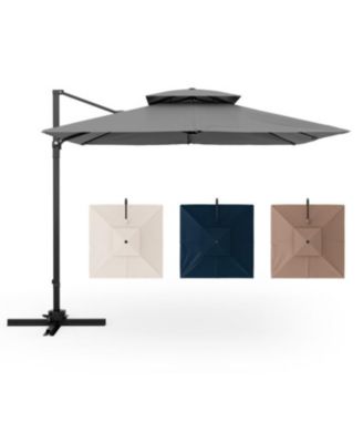 9.5 Feet Cantilever Patio Umbrella with 360° Rotation and Double Top