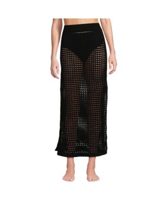 Women's Cotton Open Knit Maxi Swim Cover-up Skirt