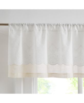 Brigitte Embroidery Eyelet Scalloped Edge Valance Neutral Single 52x18