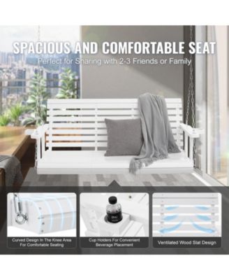 Heavy-Duty Wooden Porch Swing with Hanging Chains – Outdoor Bench for Patio, Porch, or Garden