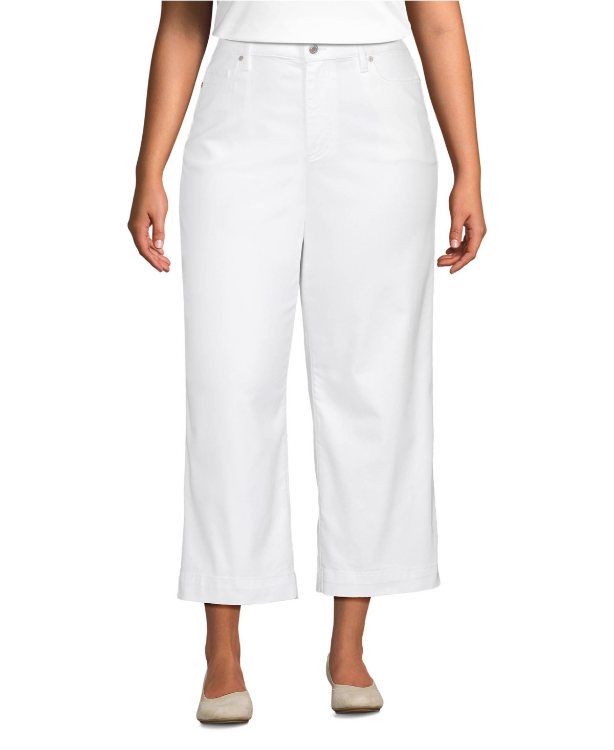 Women's Denim High Rise Wide Leg Crop Jeans - White