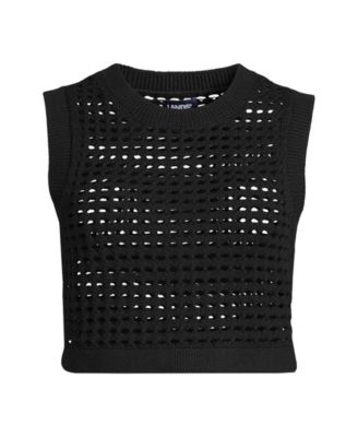 Women's Cotton Viscose Open Knit Sleeveless Scoop Neck Top Cover Up