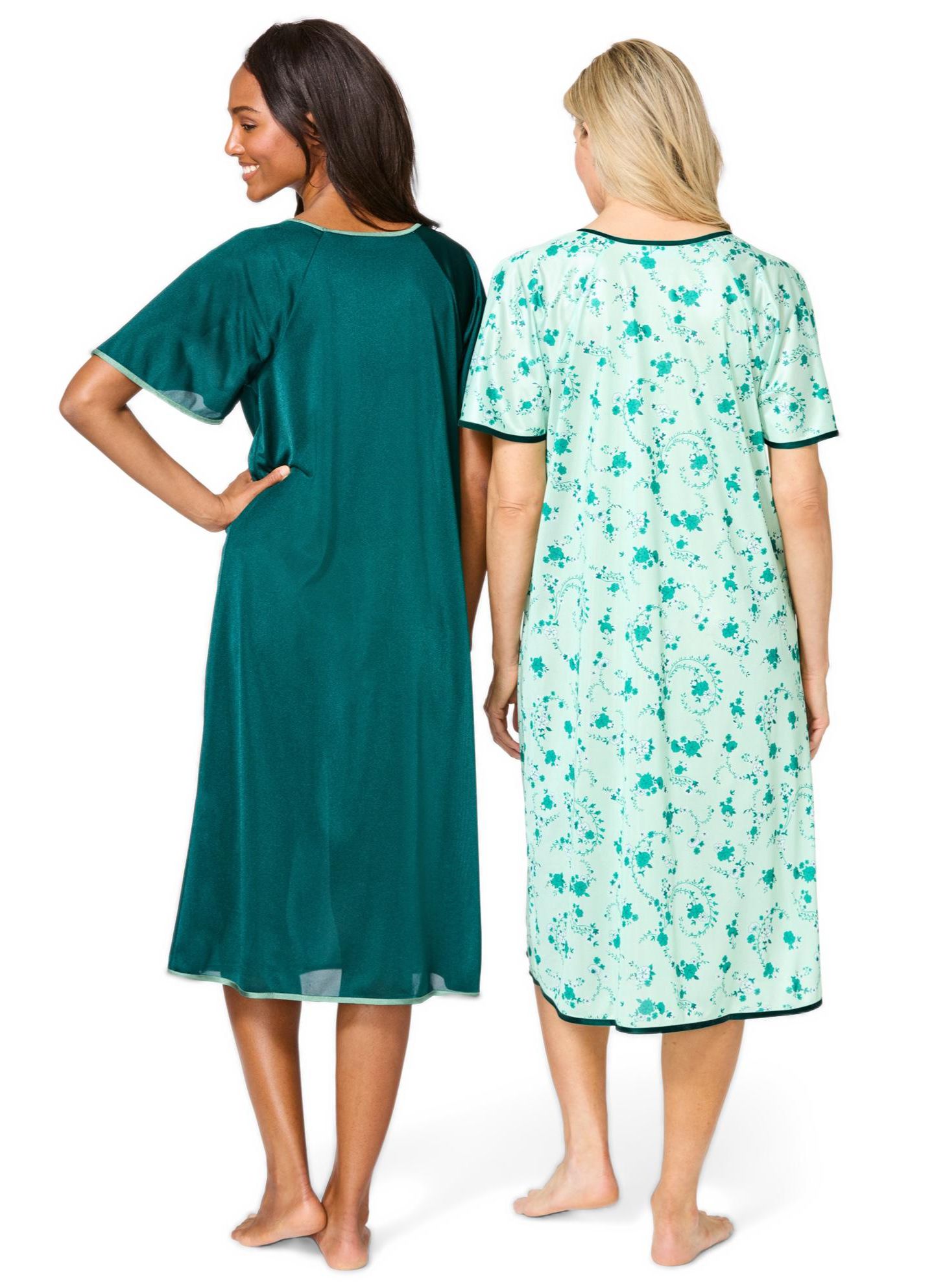 Женские платья Only Neccessities Plus Size Only Necessities 2-Pack Short Silky Gown, цвет: Мятный с принтом — фото 2