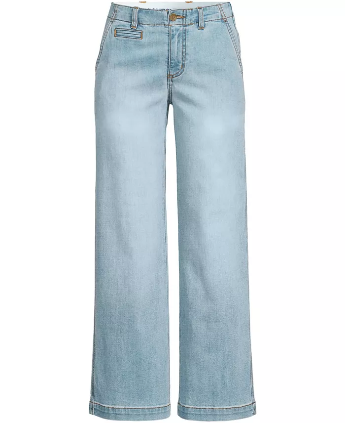 Petite Mid Rise Denim Wide Leg Ankle Jeans - thumbnail 3