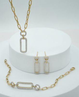 Wrapped In Love Diamond Pave Paperclip Link Bracelet Necklace Drop Earrings Collection In 14k Gold Exclusively At Ma In Gold