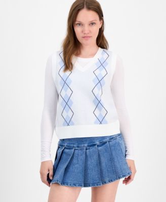 Juniors' Jacquard Argyle Sweater Vest