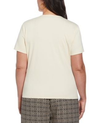 Plus Size Asymmetrical Wrap Short Sleeve Top