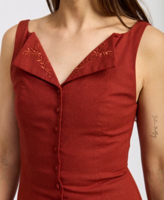 Women's Megumi Sleeveless Cotton Linen Mini Dress