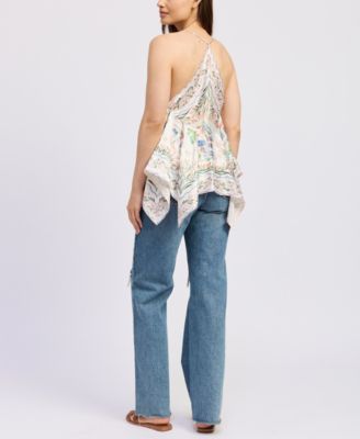 Women's Alaia Printed Sleeveless Handkerchief-Hem Top
