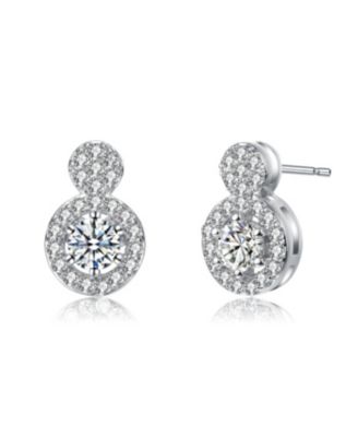 White Gold Plating With Clear Cubic Zirconia Stud Earrings