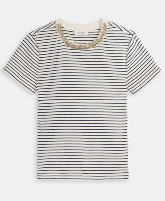 Women's Embellished-Crewneck Rib-Knit T-Shirt, Macy's Exclusive 