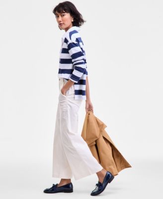 Women's High-Rise Wide-Leg Chino Pants, Macy's Exclusive 