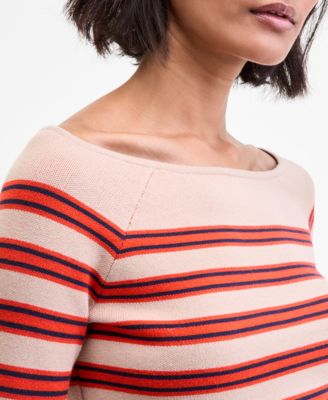 Women's Striped Boat-Neck Long-Sleeve Sweater, Macy's Exclusive 