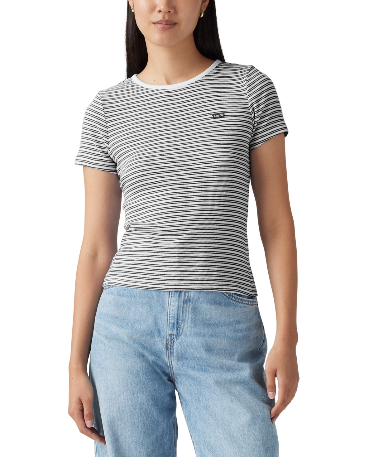 Levi's Women's Hayes Slim-fit Short-sleeve Crewneck Tee In Gray