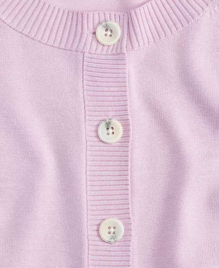 Women's Split-Cuff Crewneck Cropped Cardigan - thumbnail 3
