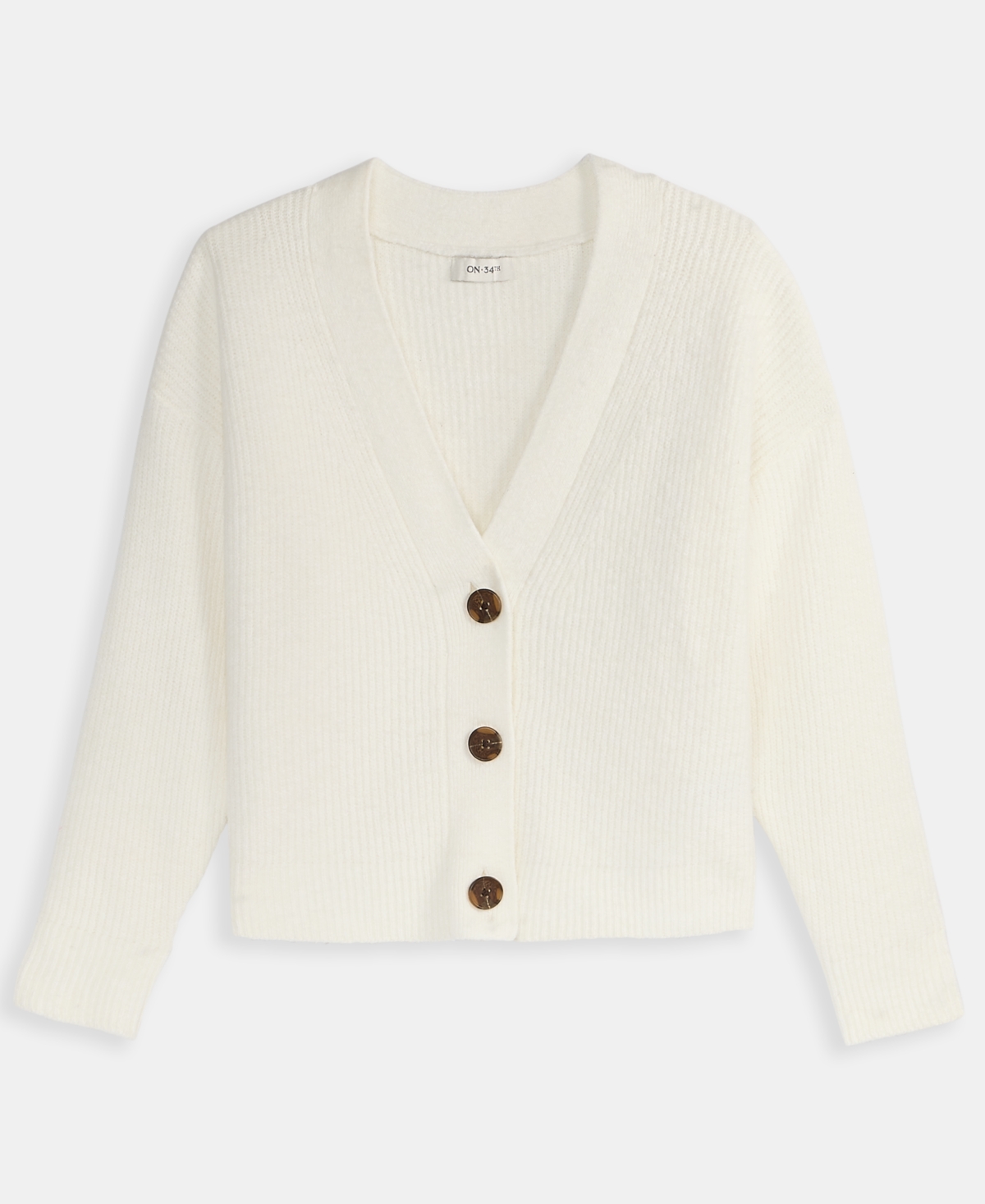 On 34th Women's Three-button Shaker Cardigan, Created For Macy's In Yellow