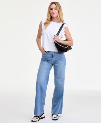 Women's Flutter-Sleeve Jersey T-Shirt, Macy's Exclusive