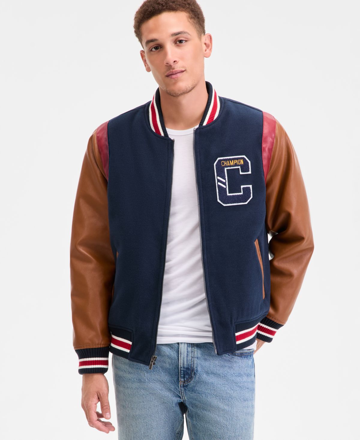 Мужская школьная куртка-бомбер в смешанном стиле