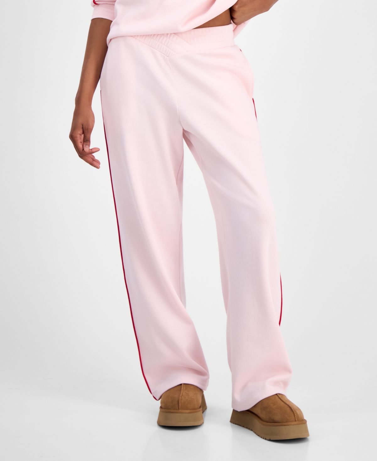 Rebellious One Juniors' V-waist Piped Sweatpants In Pink