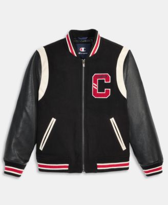 Men's Mixed-Media Varsity Bomber Jacket