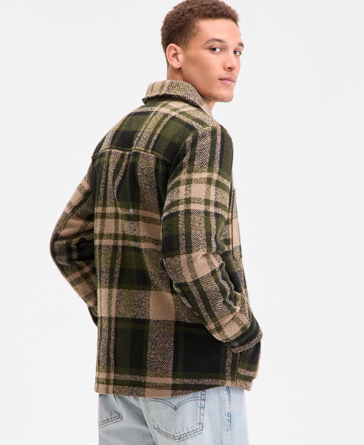 Levi's Men's Plaid Shirt Jacket In Green