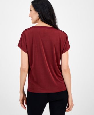 Women's Lace-Up Shoulder Knit, Exclusively at Macy's