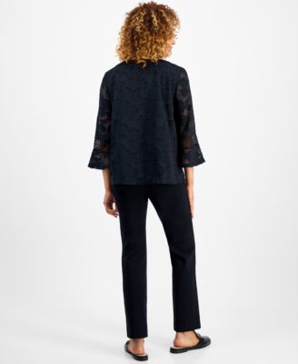 Women's Jacquard Lace Blouse & Lace Panel Pants