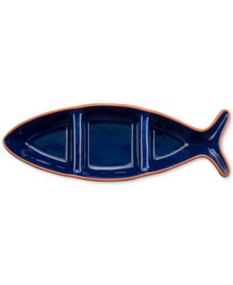 Euro Ceramica - Costa Azul Fish-Shaped Divided Serving Dish