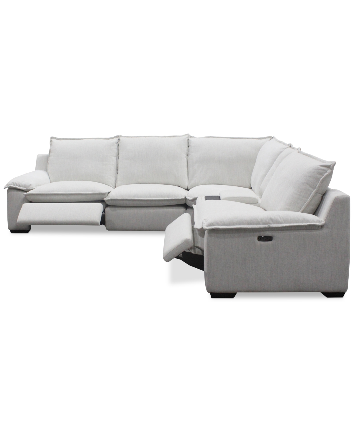 Macy's Borsi 5-pc. Sectional With 2 Power Recliners & 1 Console In Brown