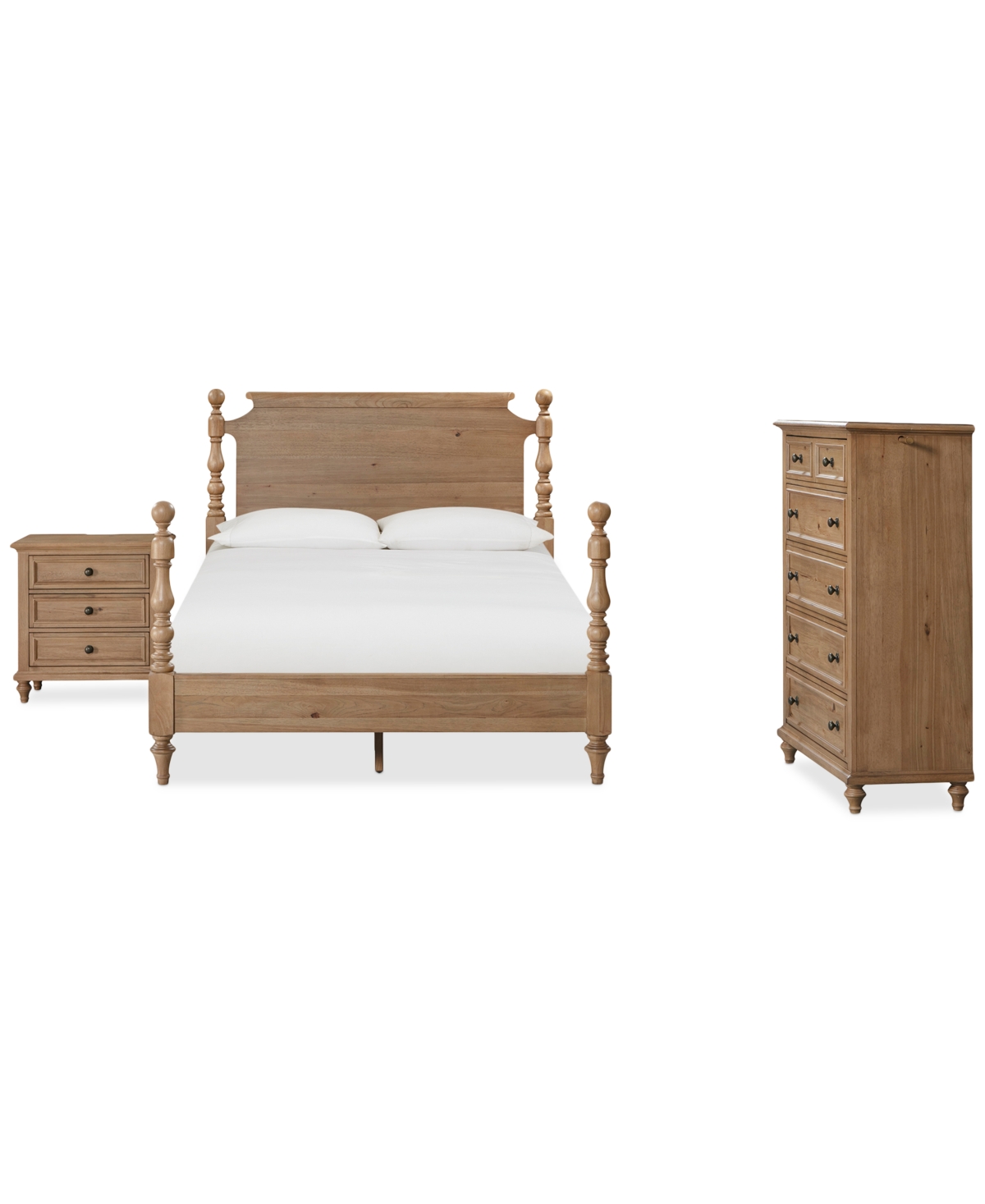 Macy's Willowmere 3-pc Queen Bedroom Set (bed, Nightstand, Chest) Created For . In Brown