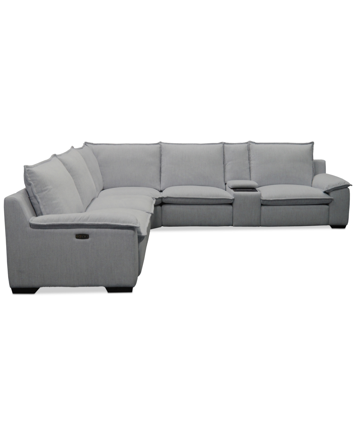 Macy's Borsi 6-pc. L Sectional With 3 Power Recliners & 1 Console In Gray