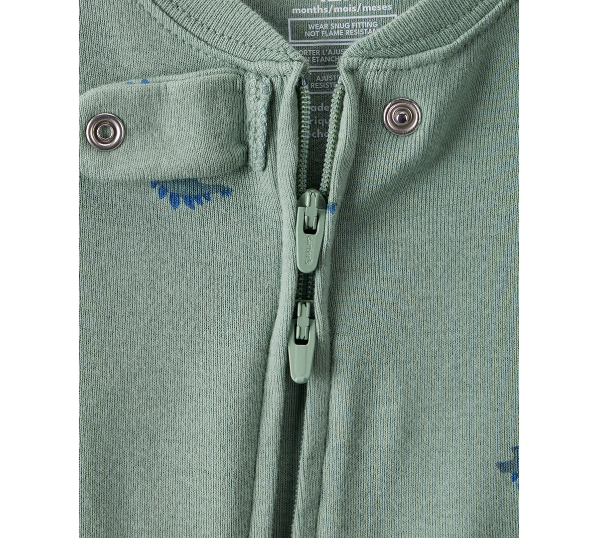 Carter's Baby Boys Dinosaur-print Cotton Long-sleeve 2-way-zip 1-piece Footed Pajamas In Green