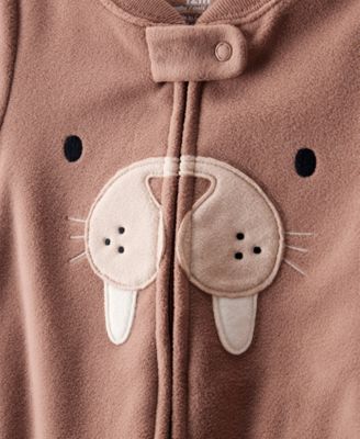  Baby Boys Walrus Loose-Fit 2-Way-Zip 1-Piece Footed Pajamas
