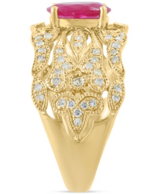 EFFY&reg; Ruby (1-3/8 ct. t.w.) & Diamond (1/3 ct. t.w.) Openwork Statement Ring in 14k Gold