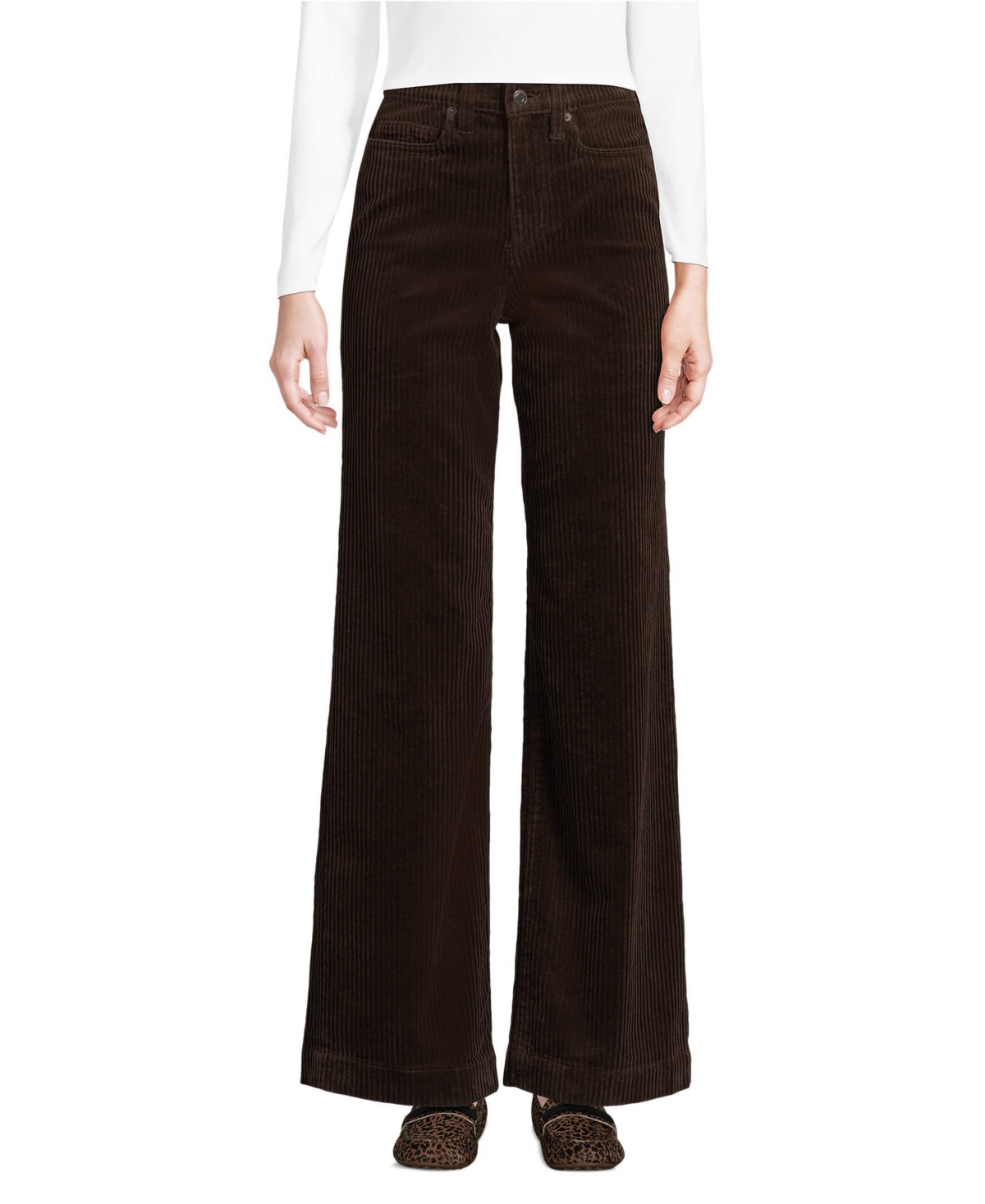 Women's Tall High Rise Wide Leg Corduroy Pants - Rich coffee