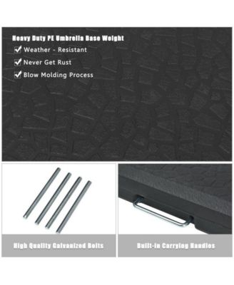 4 Pieces Square Fillable Patio Umbrella Base Set with Handle and Funnel