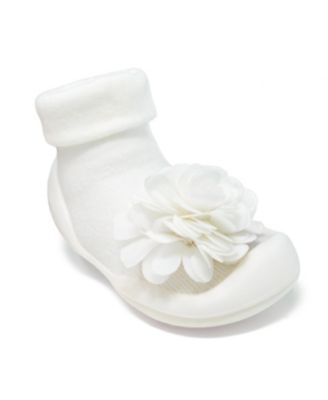 Baby Girl First Walk Sock Shoes Corsage - Snow