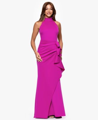 XSCAPE - Women's Ruffled Sleeveless Scuba Fit & Flare Dress