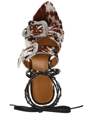 Women's Saddle-H Western Buckled High-Heel Dress Sandals