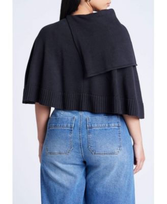 Women's Button Detail Sweater Poncho