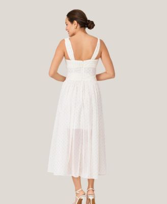 Women's Metallic Print Twist Pleated Midi Dress