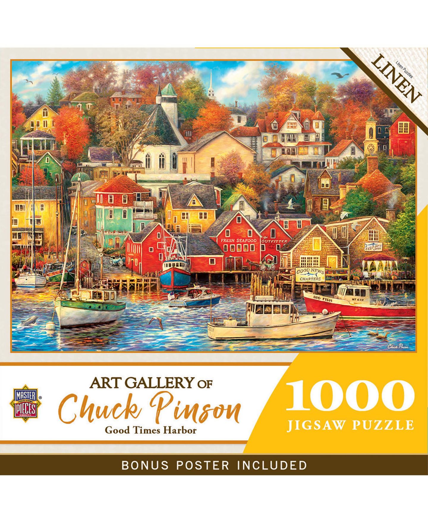Пазл MasterPieces Puzzles Good Times Harbor с льняной фактурой, 1000 деталей, от 14 лет — фото 1