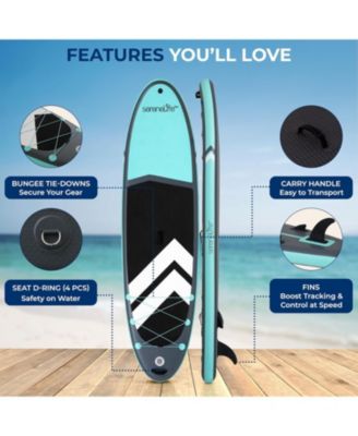 Inflatable Stand-Up Paddle-Board with Double-Action Hand Pump, 3-Piece Aluminum SUP Paddle, Leash, Black