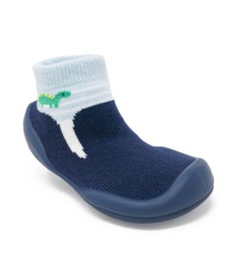 Baby Boy First Walk Sock Shoes Navy Dash
