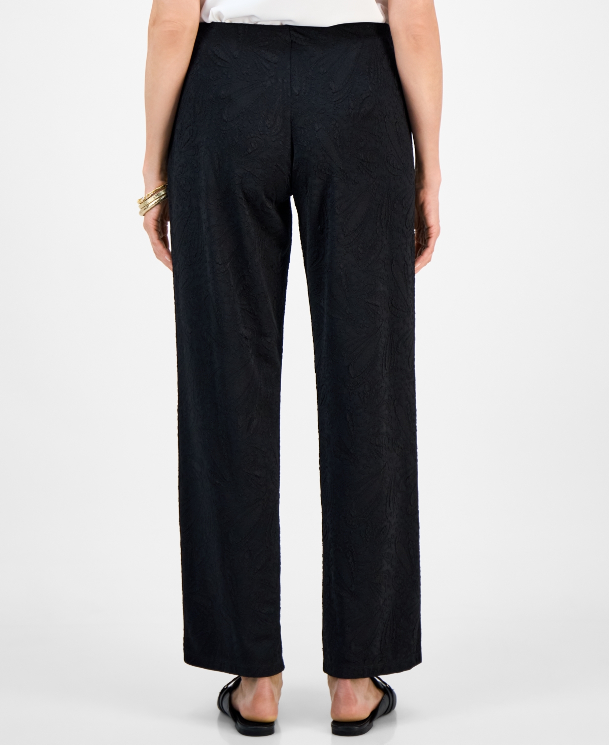 Jm Collection Women's Textured Knit Pull-on Pants, Exclusively At Macy's In Black