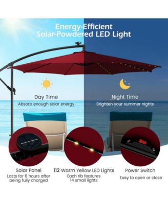10 Feet Patio Umbrella with 112 Solar-Powered LED Lights