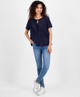 Women's Tie-Front Short-Sleeve Top
