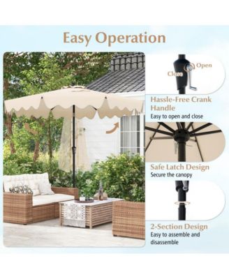 9 Feet Patio Umbrella with Crank Handle and Push Button Tilt