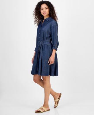 Women's Chambray Tie-Waist Shirtdress